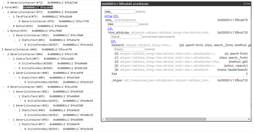 AXTree: Form type exploration