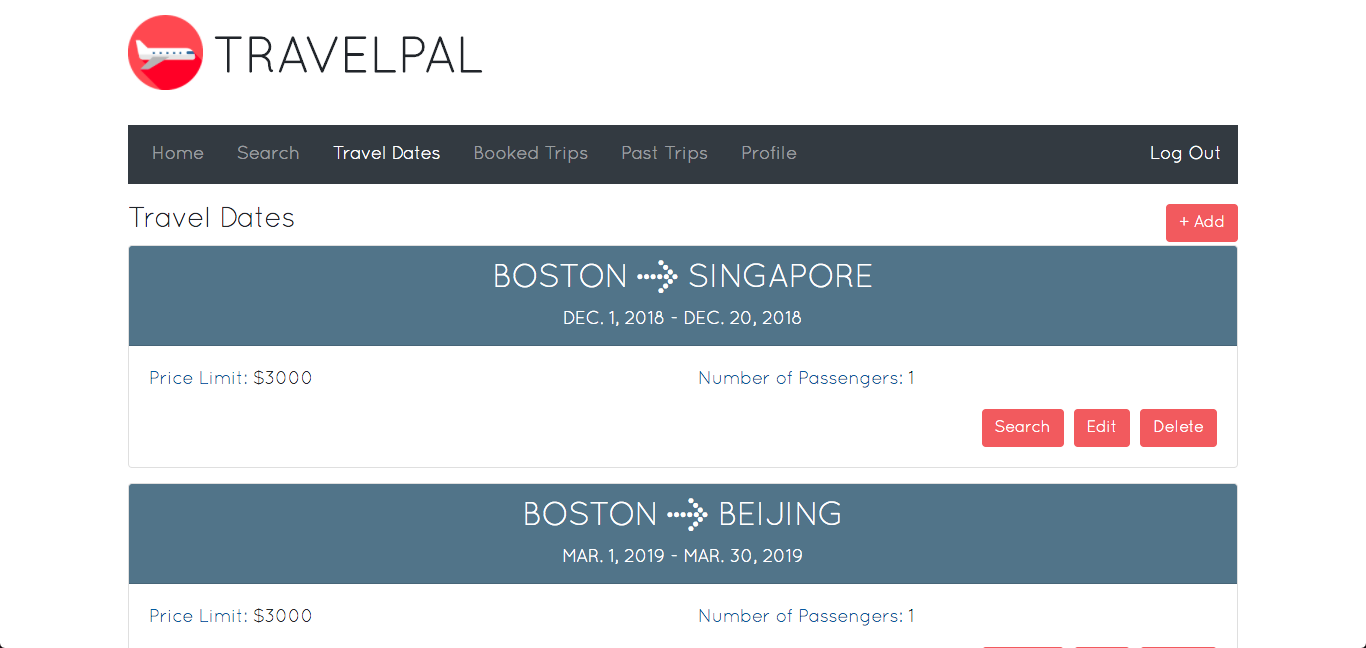 travel dates page