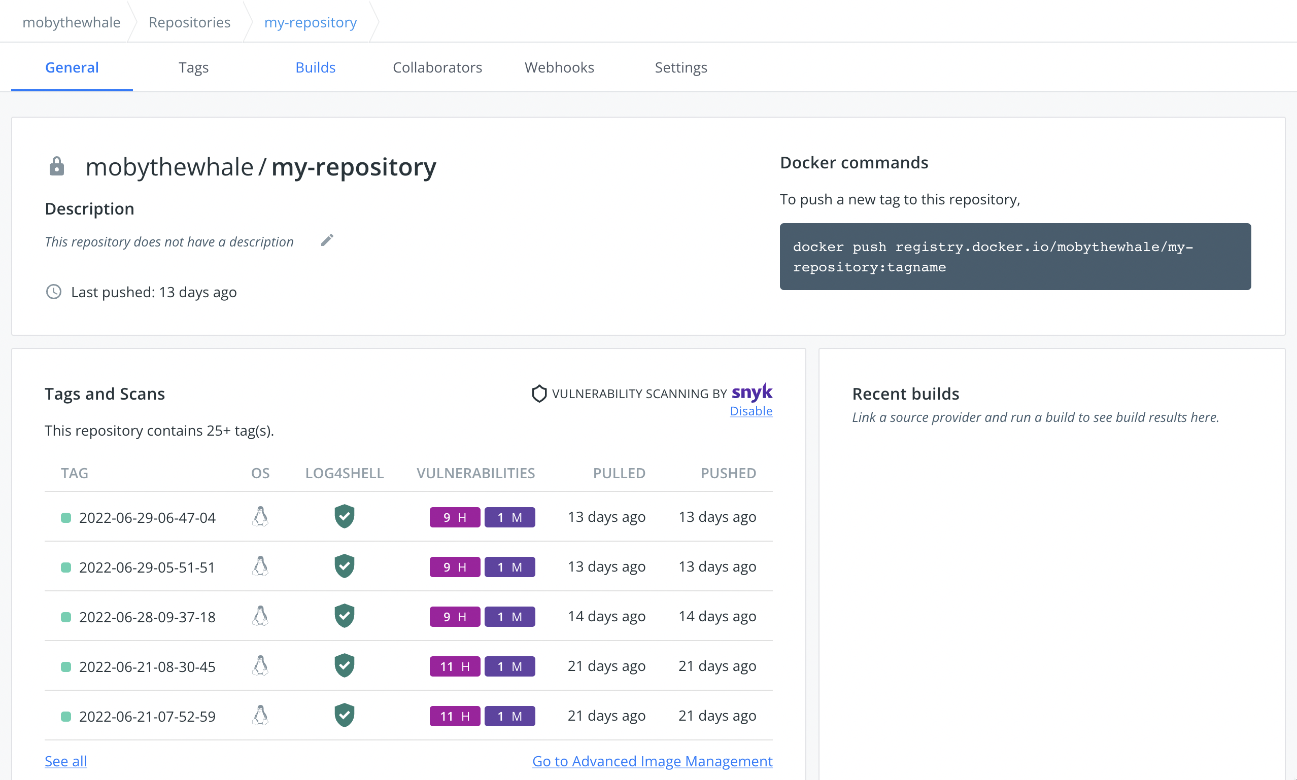 Advanced image management dashboard