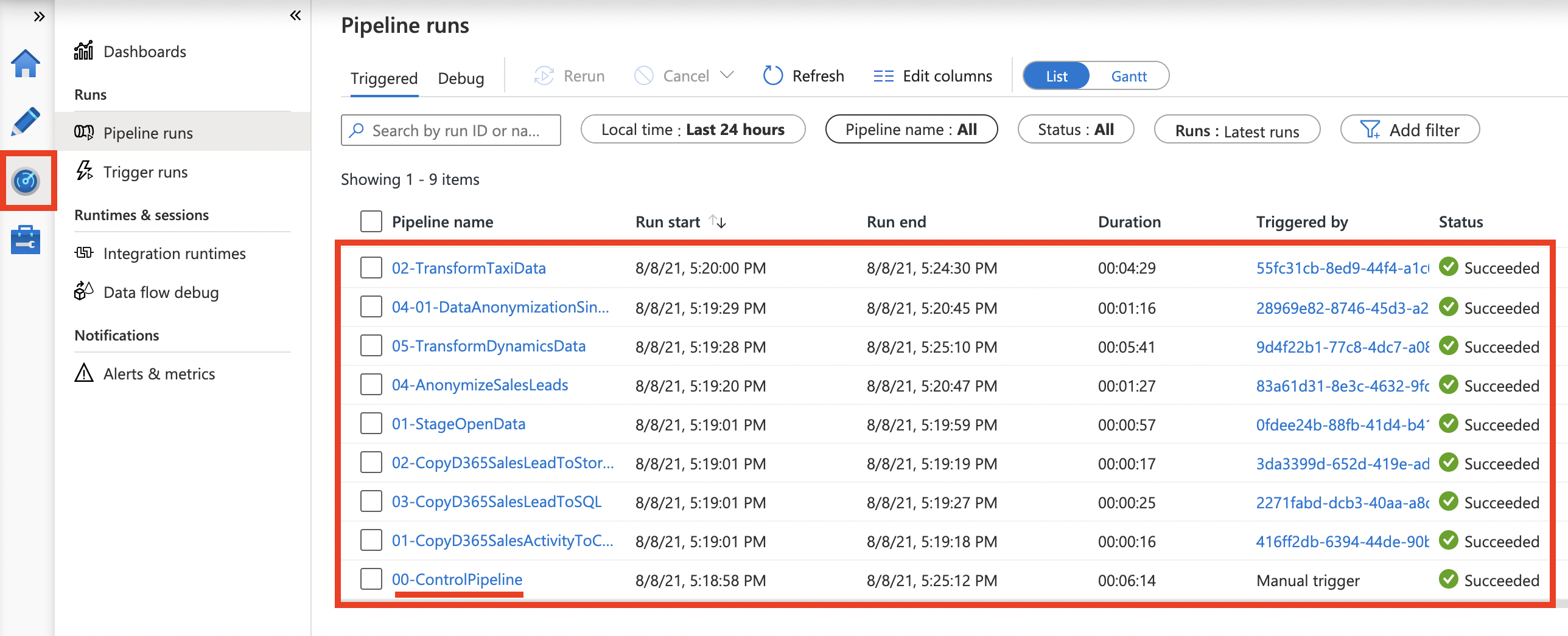 Monitor pipelines