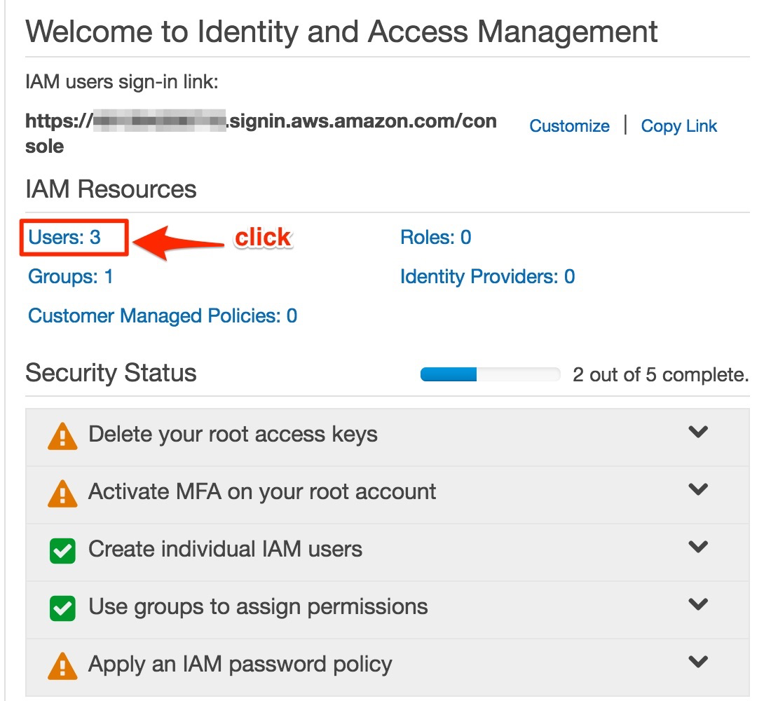 aws console first step