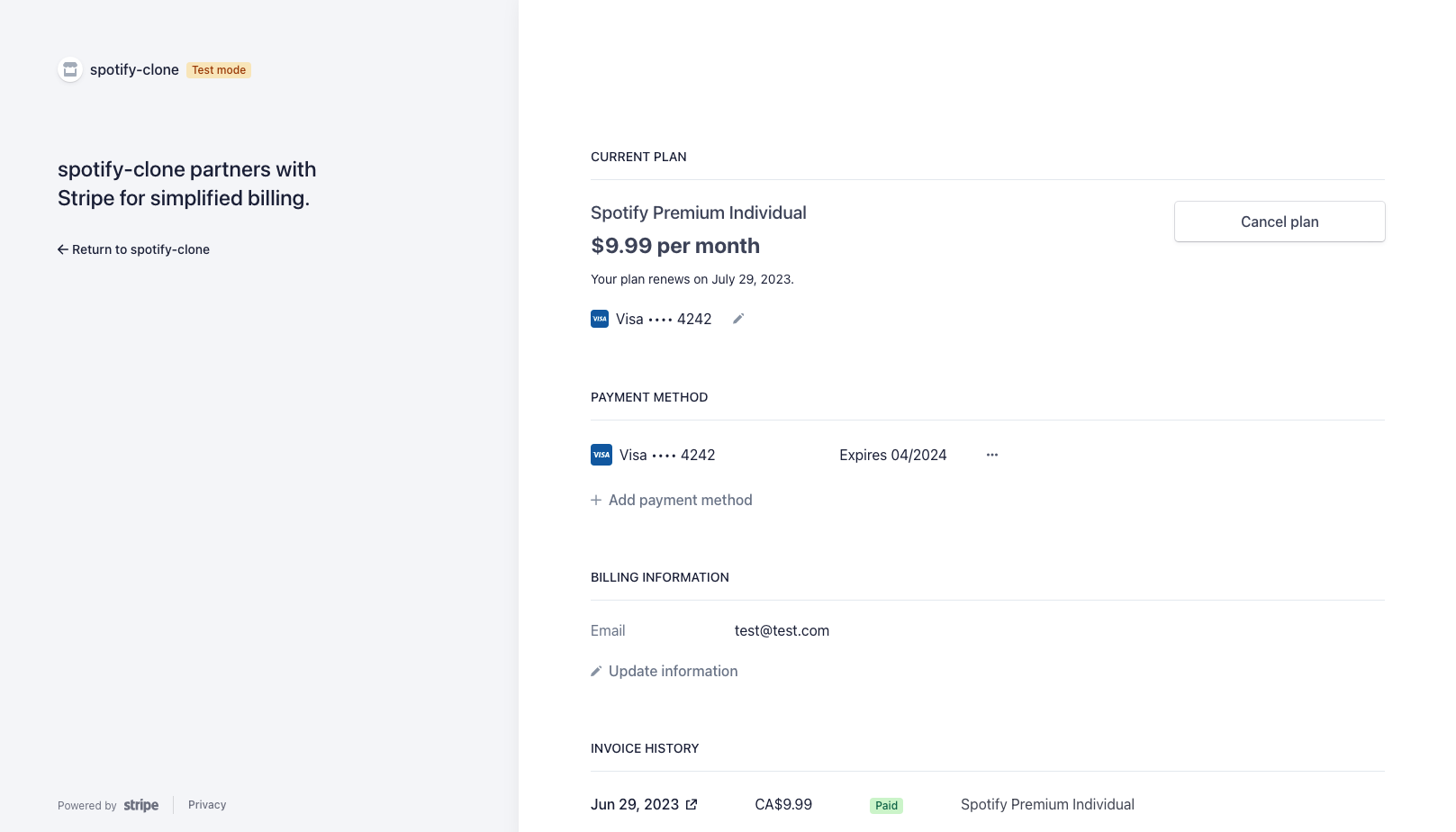 Stripe Billing Portal