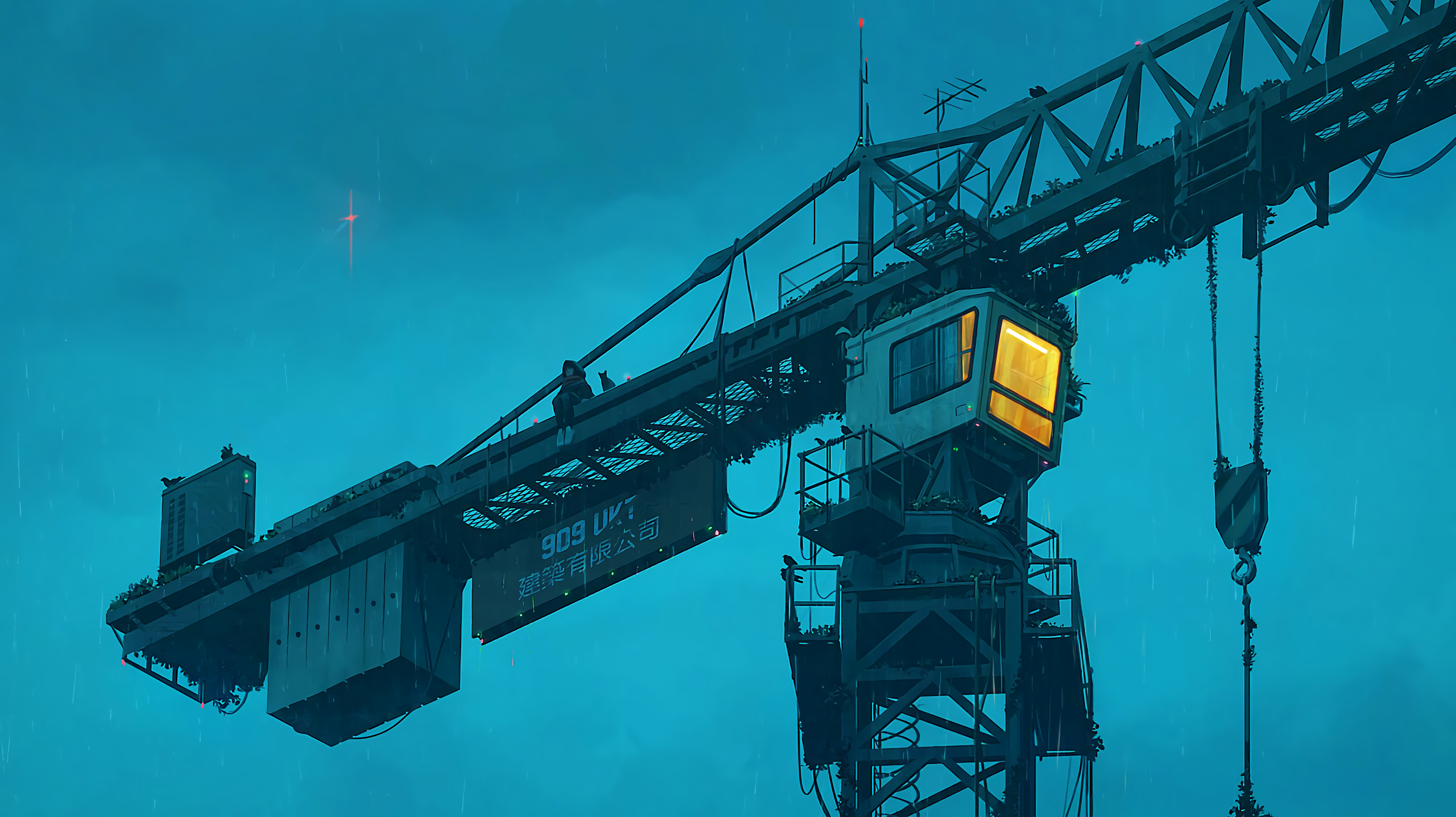 a_crane_with_a_light_on_top