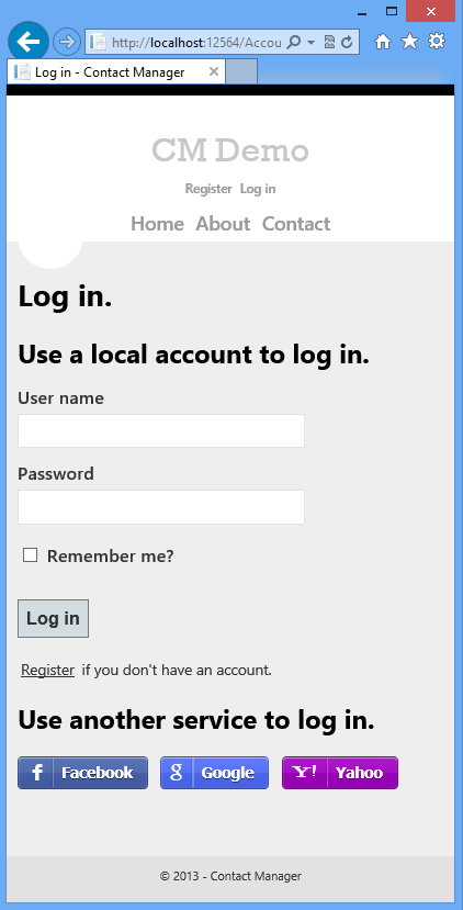 login page