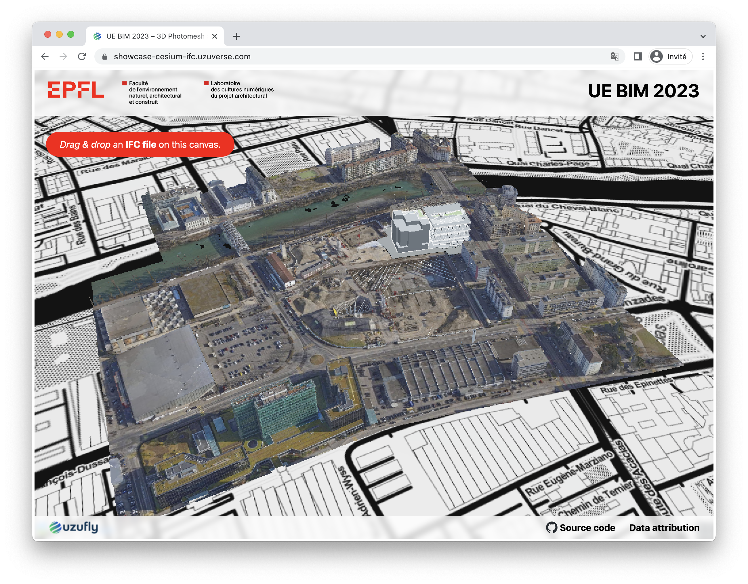 ‹Cesium/IFC Showcase› webapp · with imported IFC model