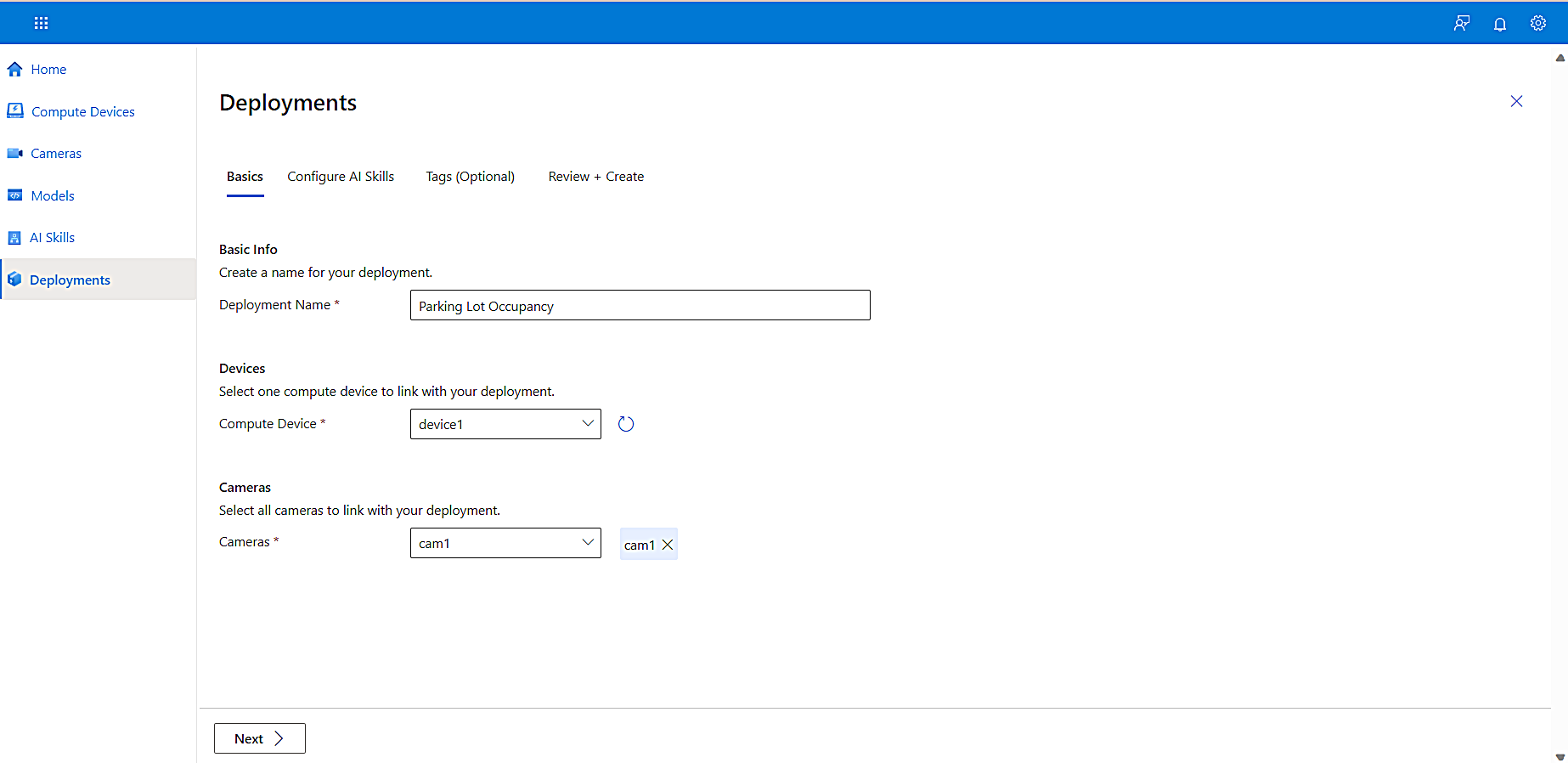 Screenshot of Deployment page displaying available devices