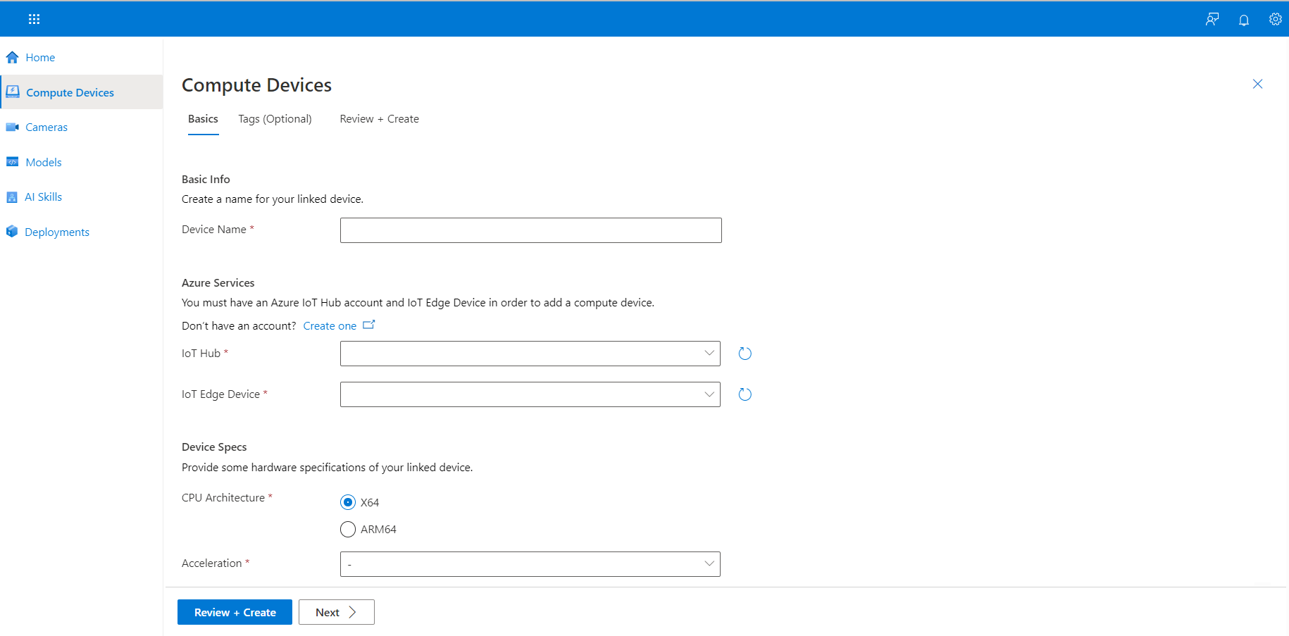 Screenshot of Basics tab displaying Acceleration names