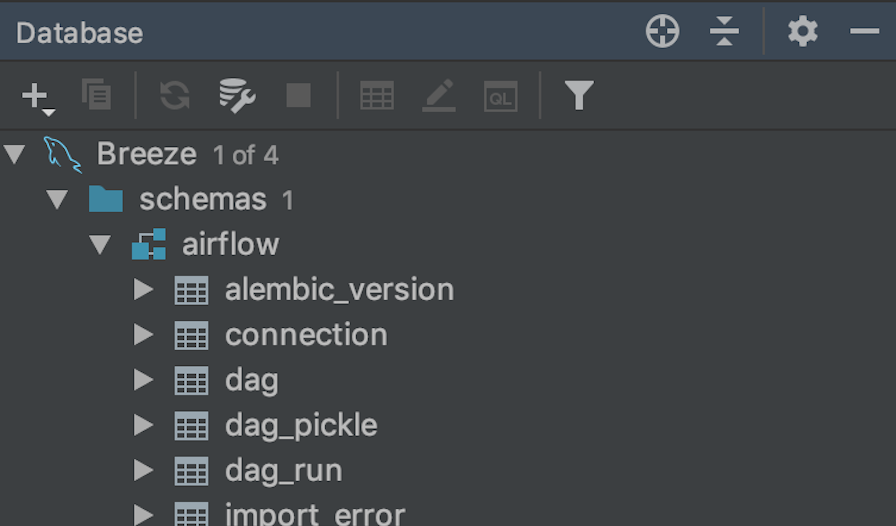 Airflow Breeze - Database view
