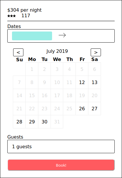 Booking Module step 2