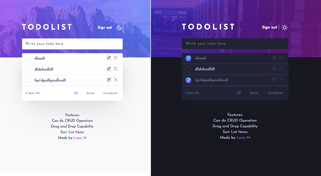 Design preview for the Todo app coding challenge