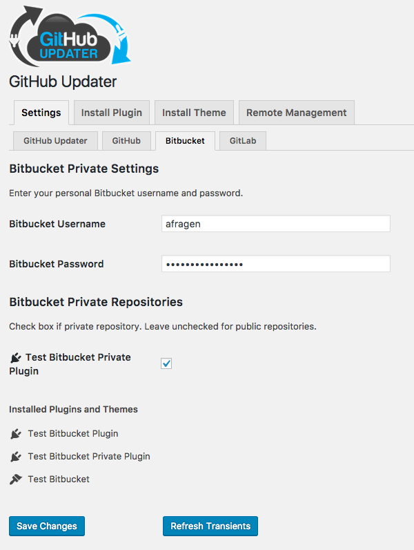 Bitbucket Settings Tab