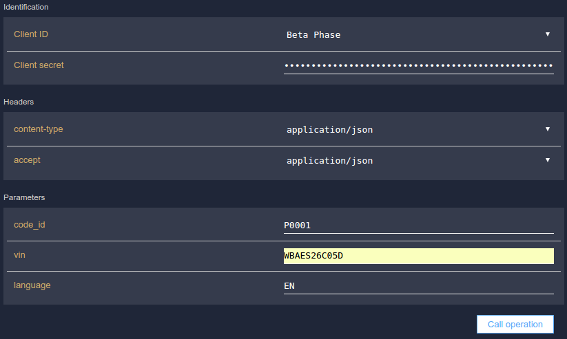 Example call /dtc