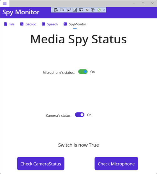 MAUI App ToolKit Media Spy Status