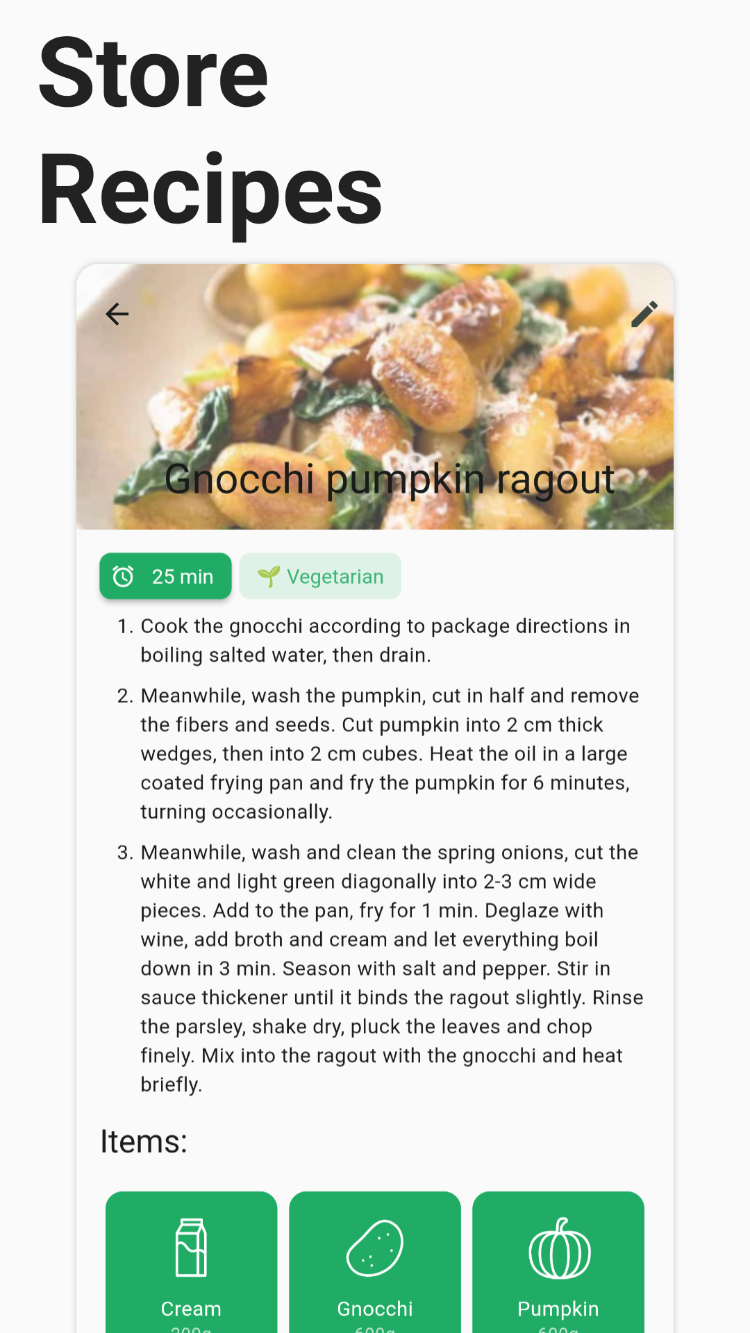 Recipe page