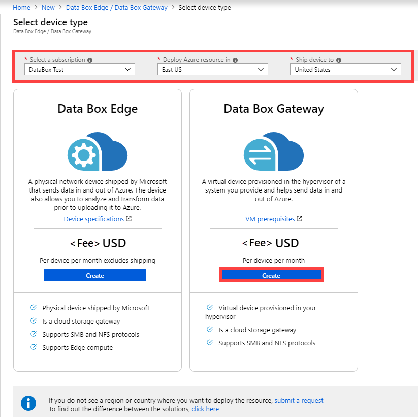 Search Data Box Gateway service