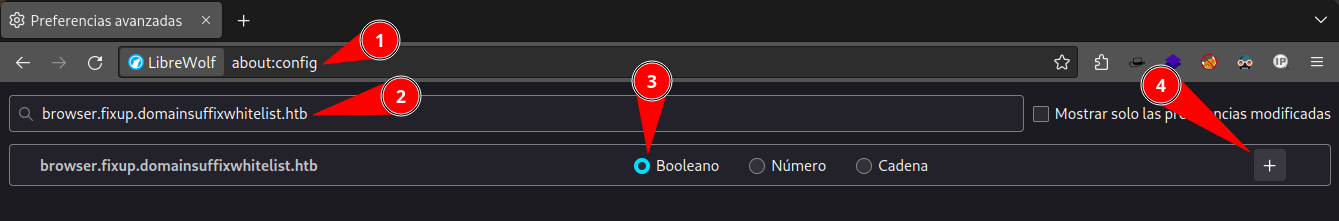 TLD o dominio raíz personalizado en navegador web