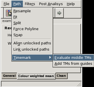 Teseo window - Path menu