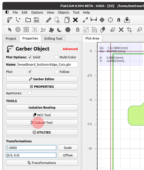 flatcam cutout tool