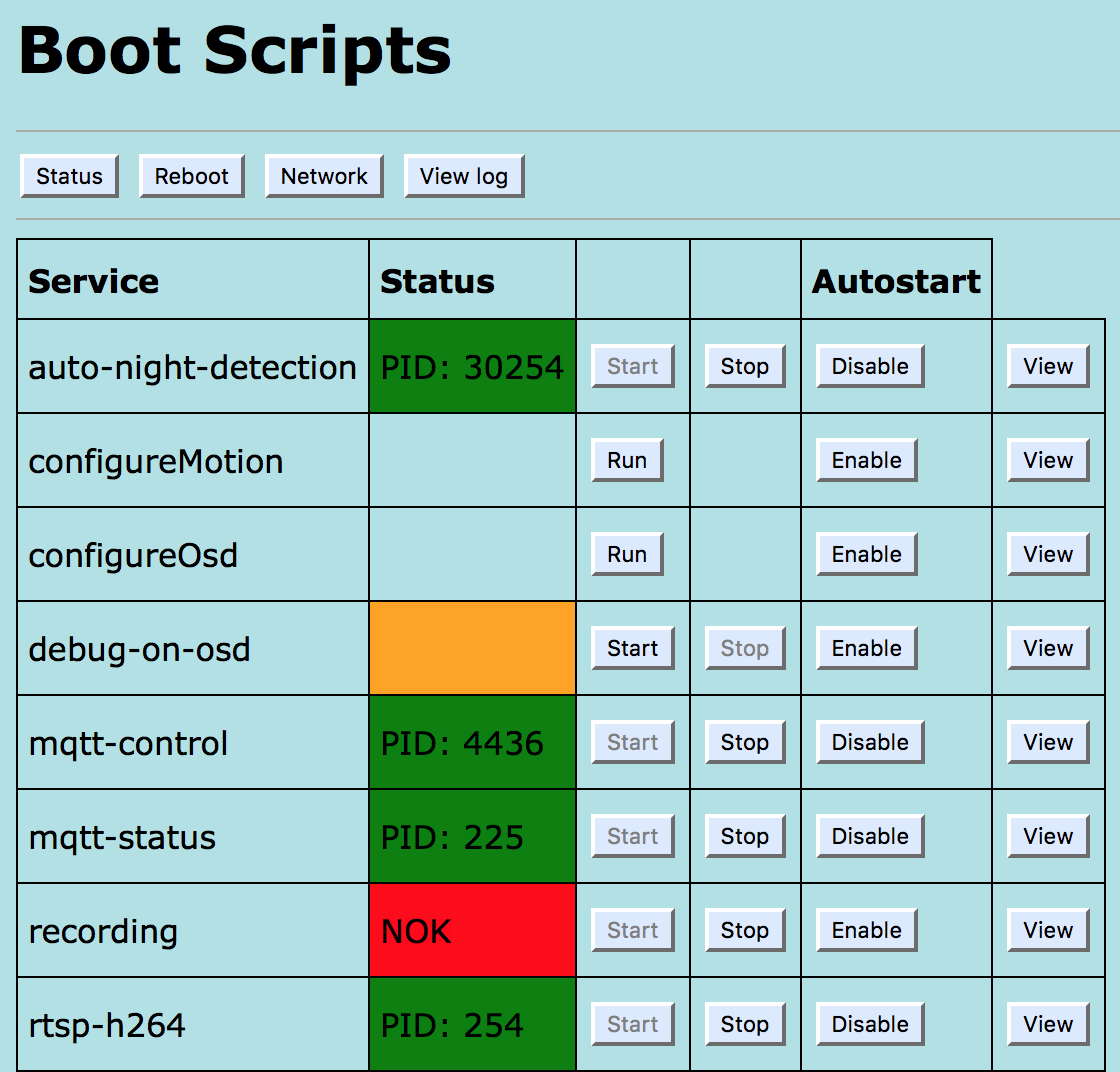 service control panel