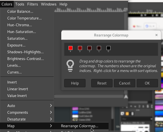 Colormap function in Gimp