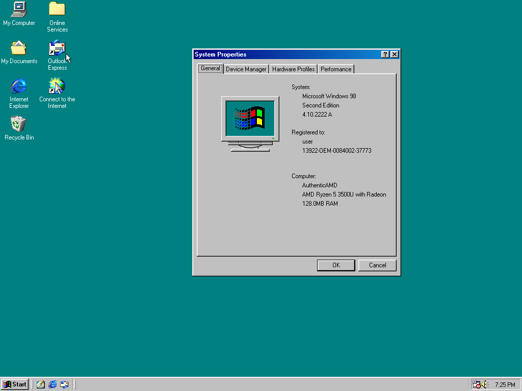 Successfuly working Windows 98 - AMD