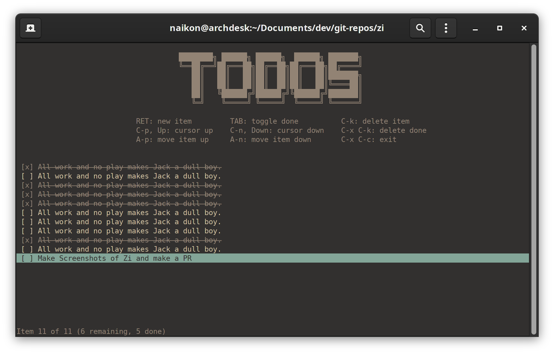 Todo Example Screenshot