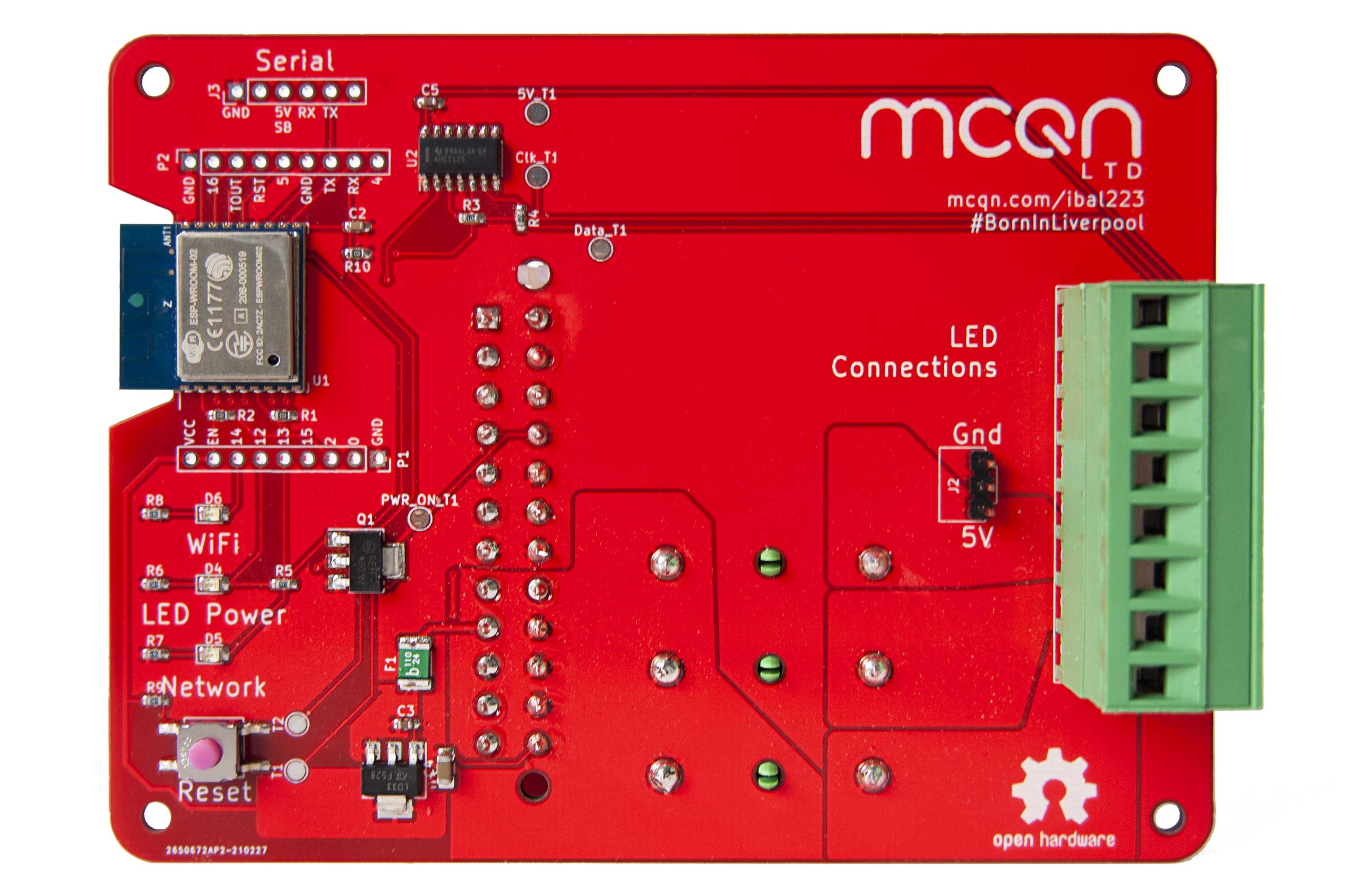 Photo of the front of the finished PCB