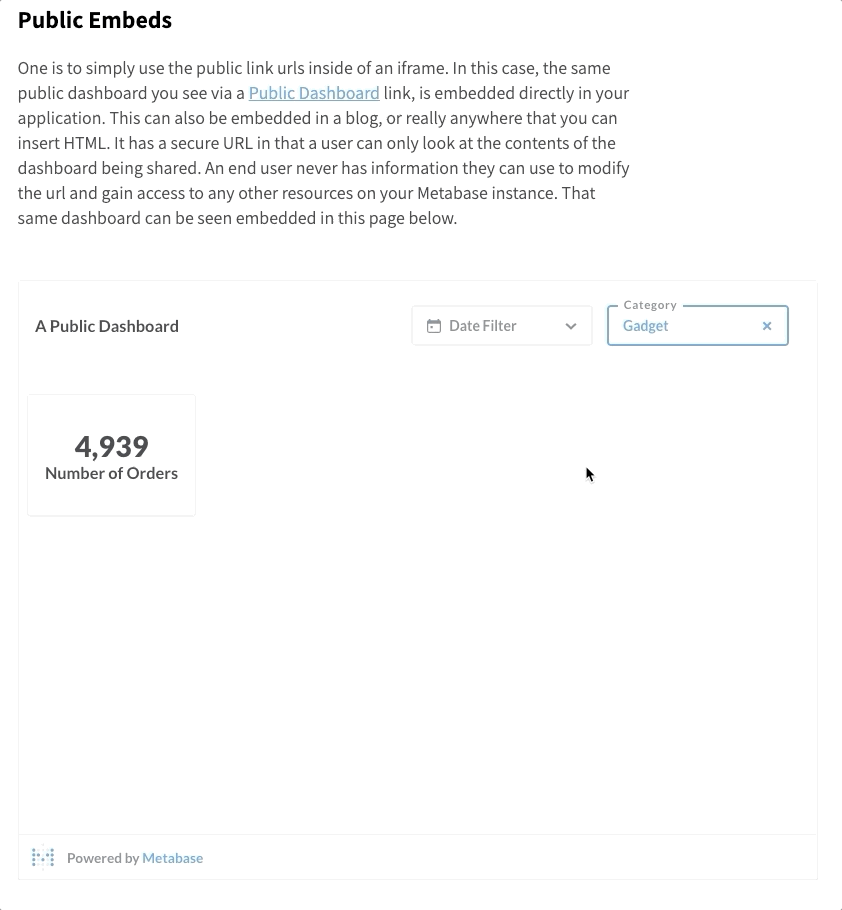 Simple Metabase dashboard embedded in Node application