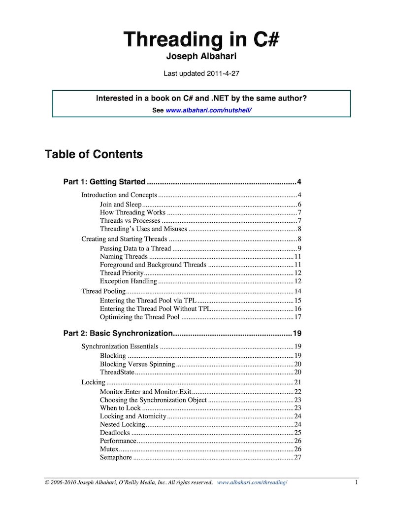 Threading in C# book cover