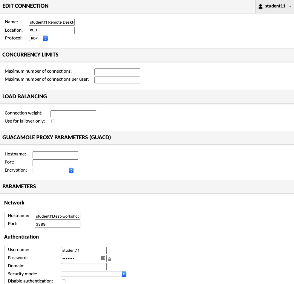 RDP Connection Details