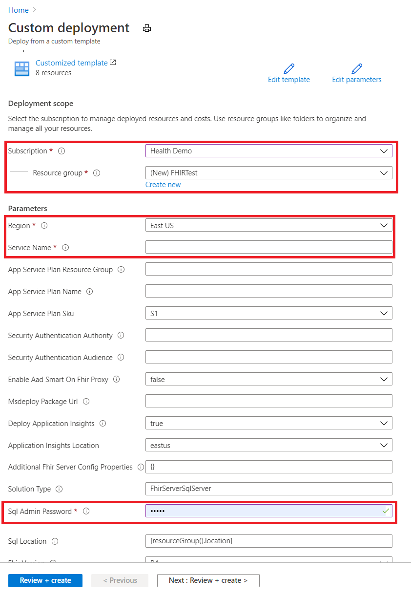 Custom Deployment Parameters