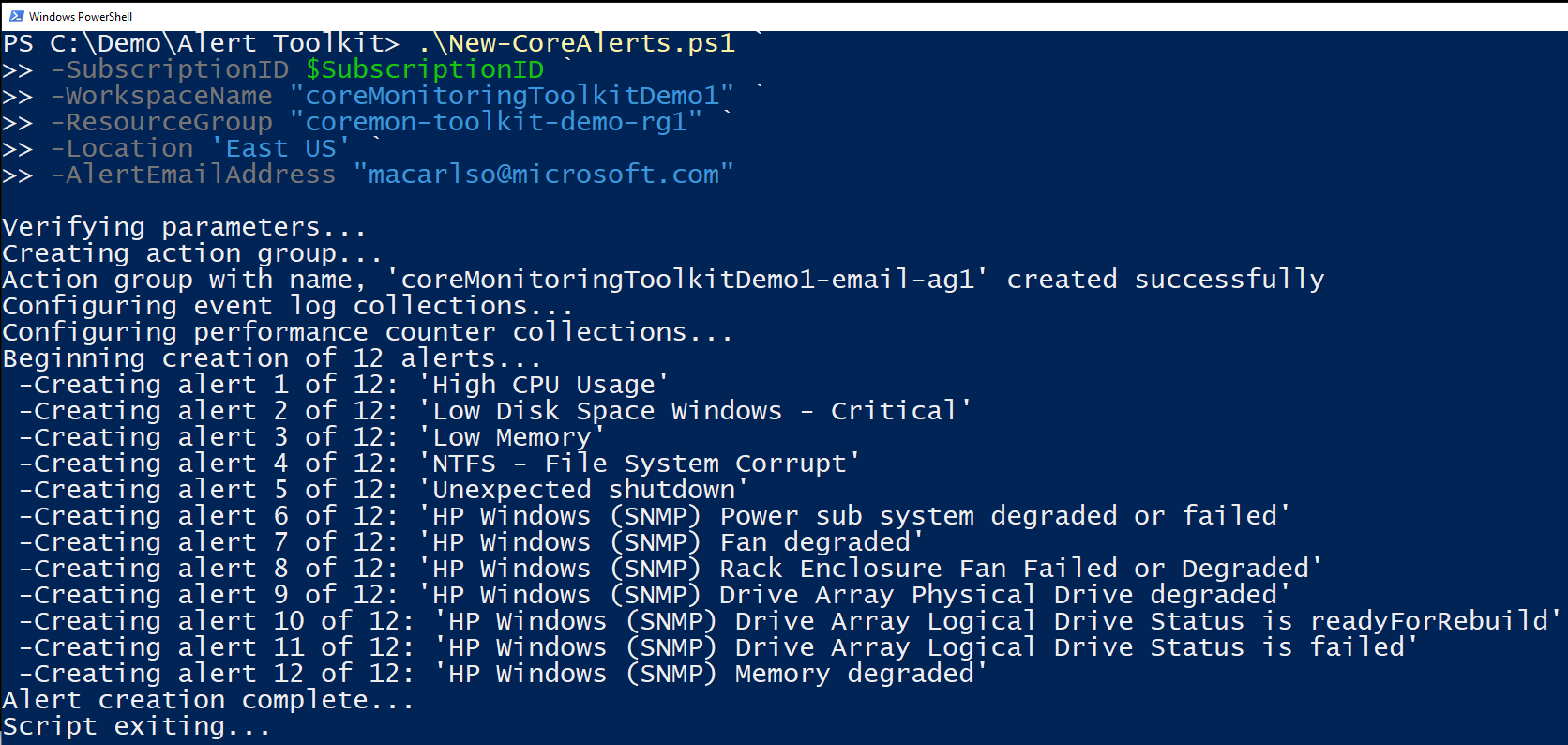 Sample Output With Parameters