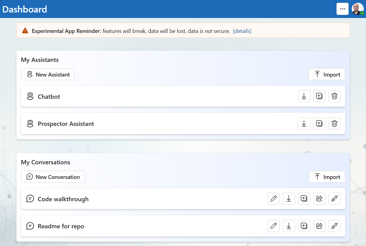 Configured dashboard example