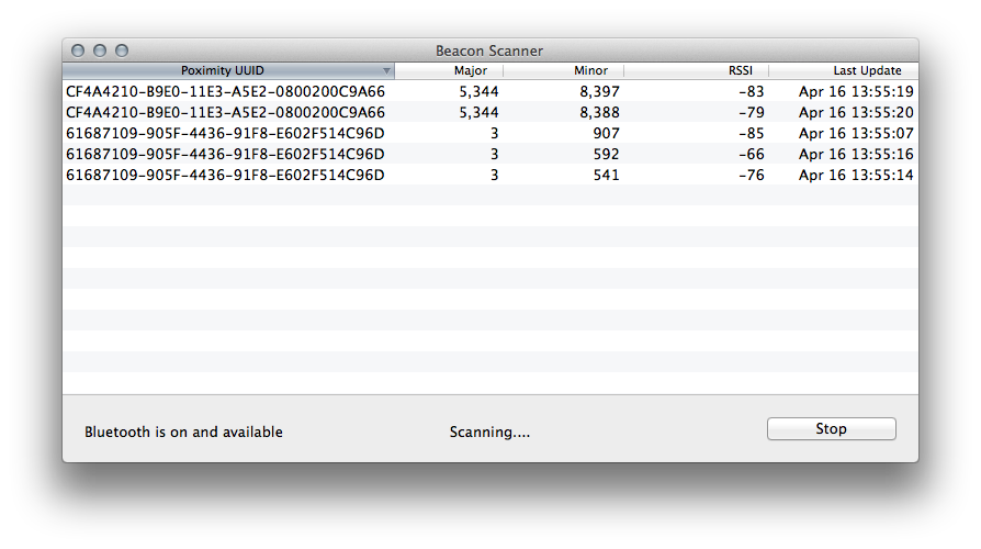 Beacon Scanner screen shot