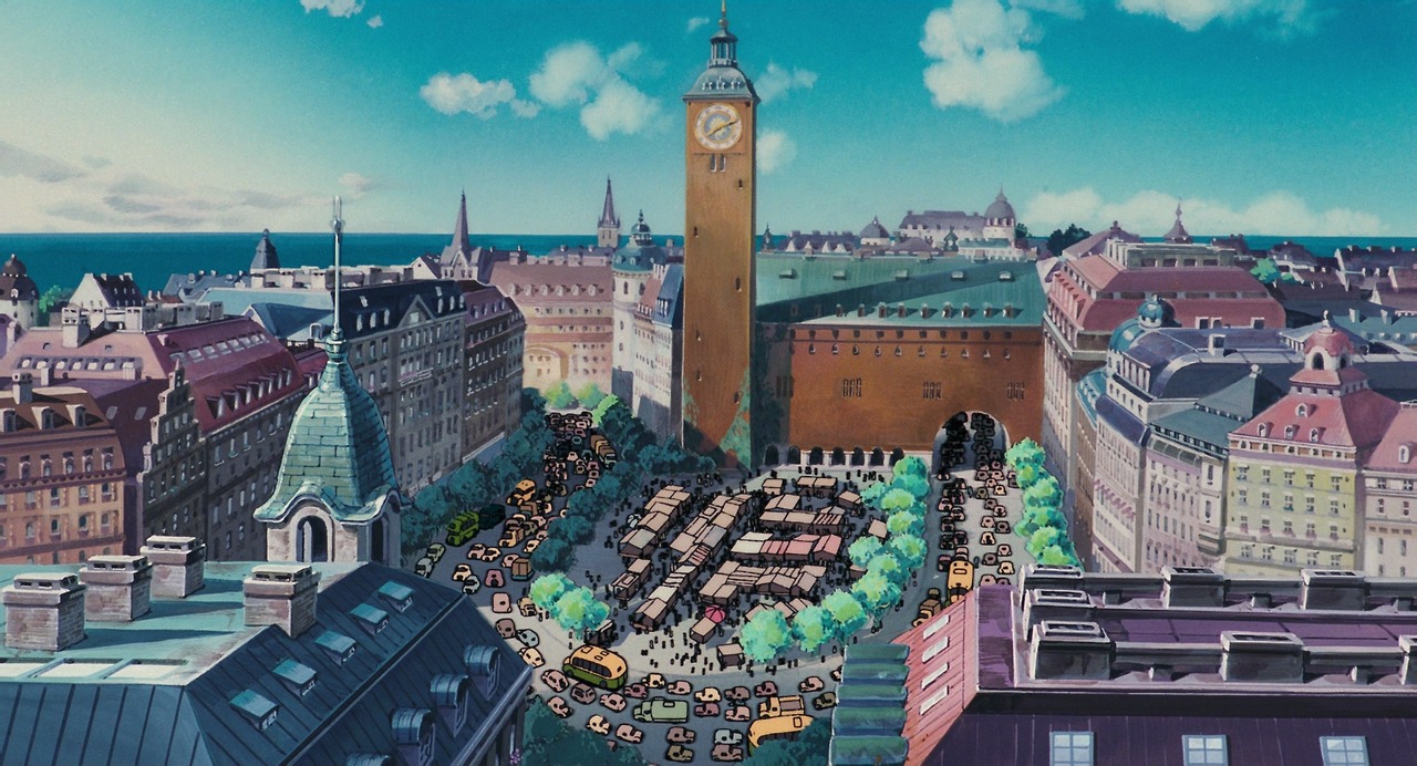 a_cartoon_of_a_city_with_a_clock_tower