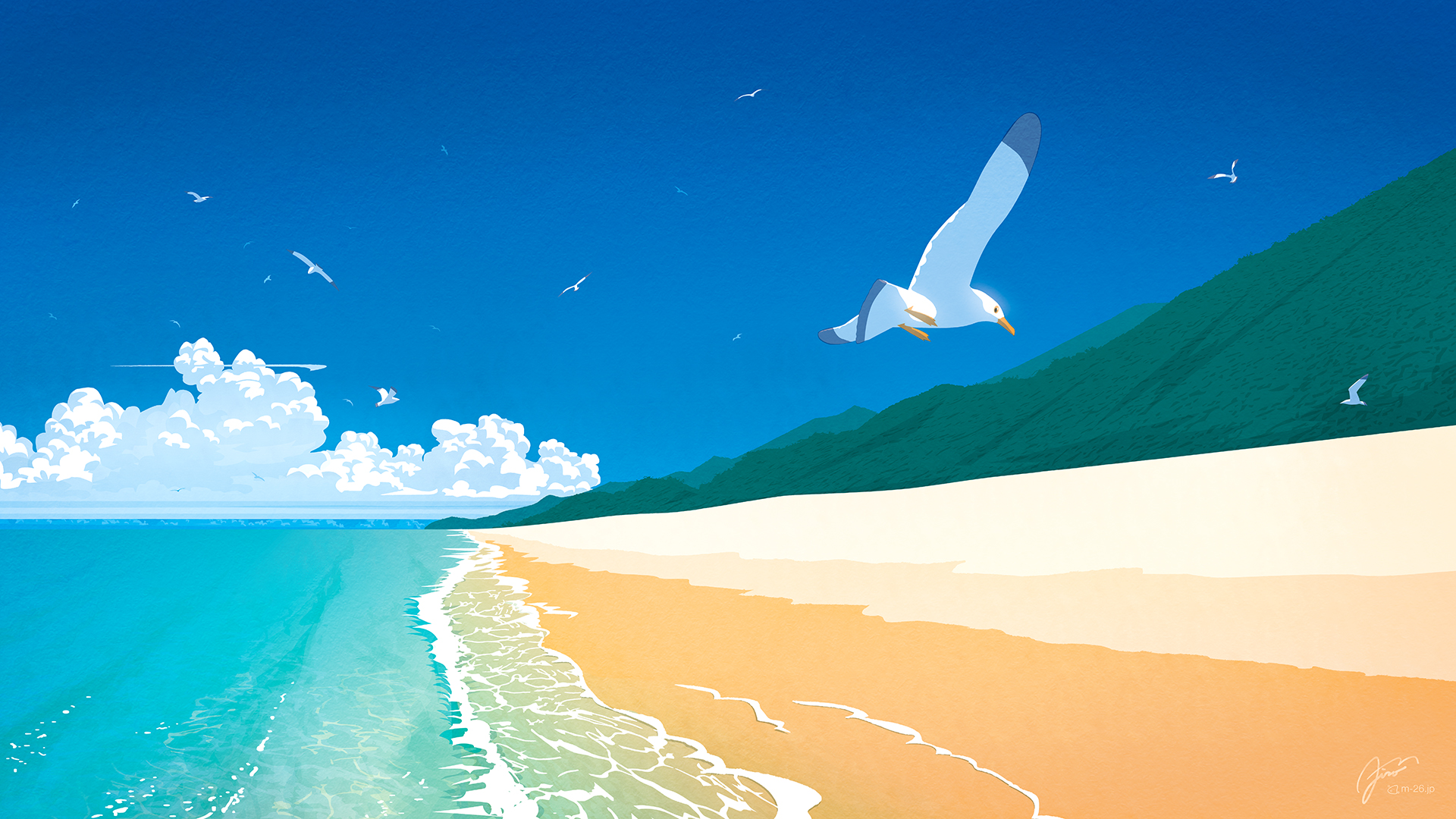 a_bird_flying_over_a_beach