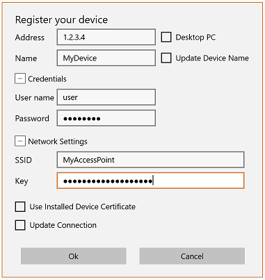 Register Device Dialog