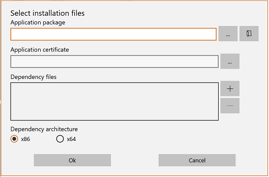 Get App Install Files Dialog