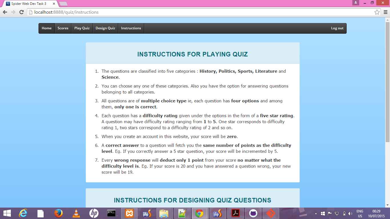 instructions page