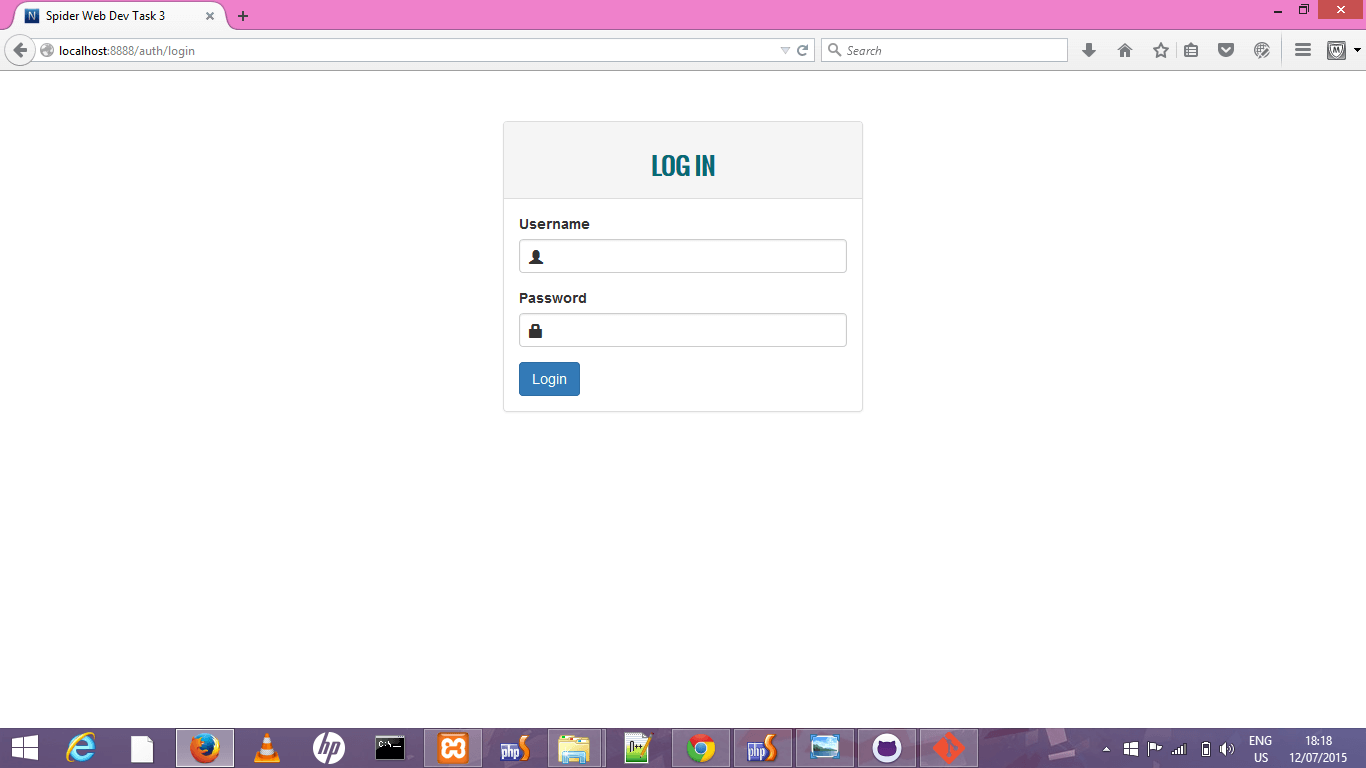 login page