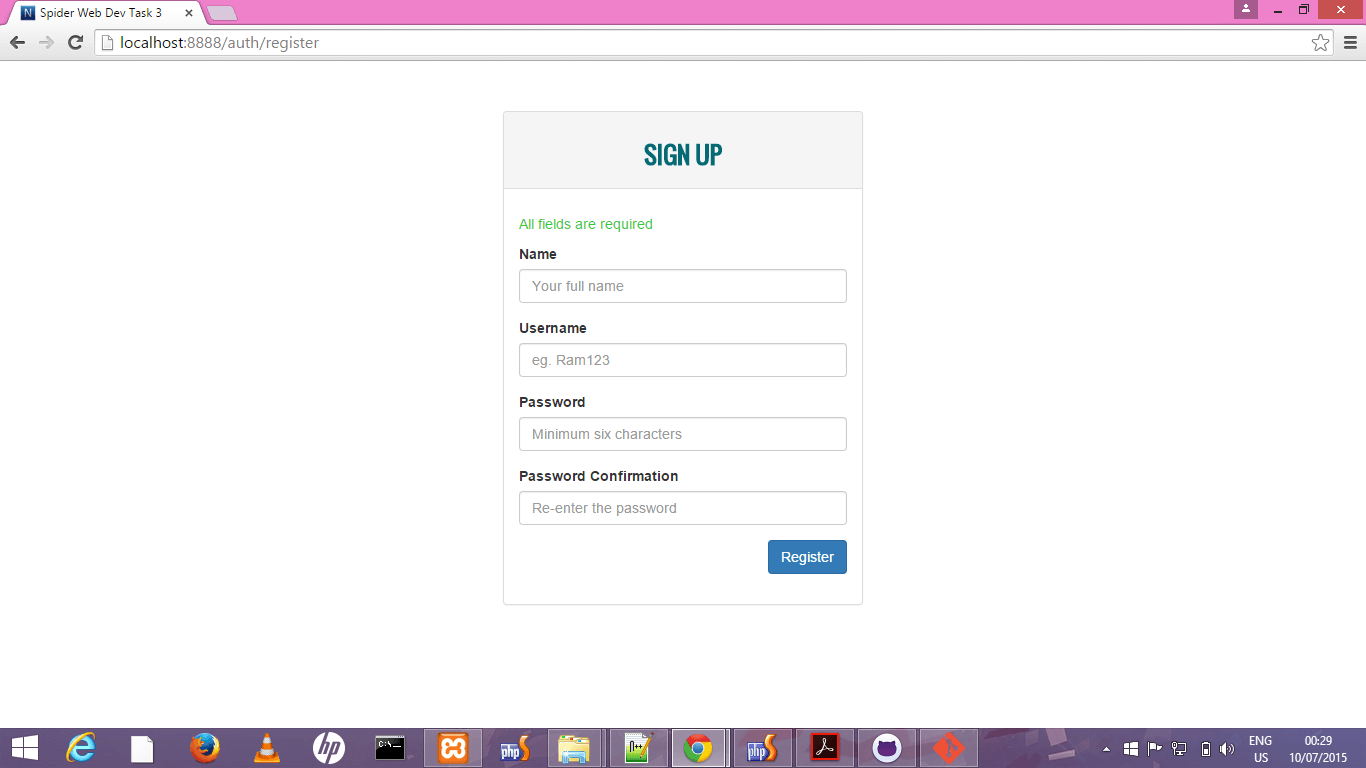 registration page