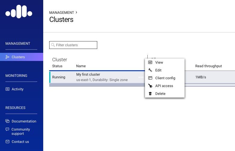 View Cluster Details