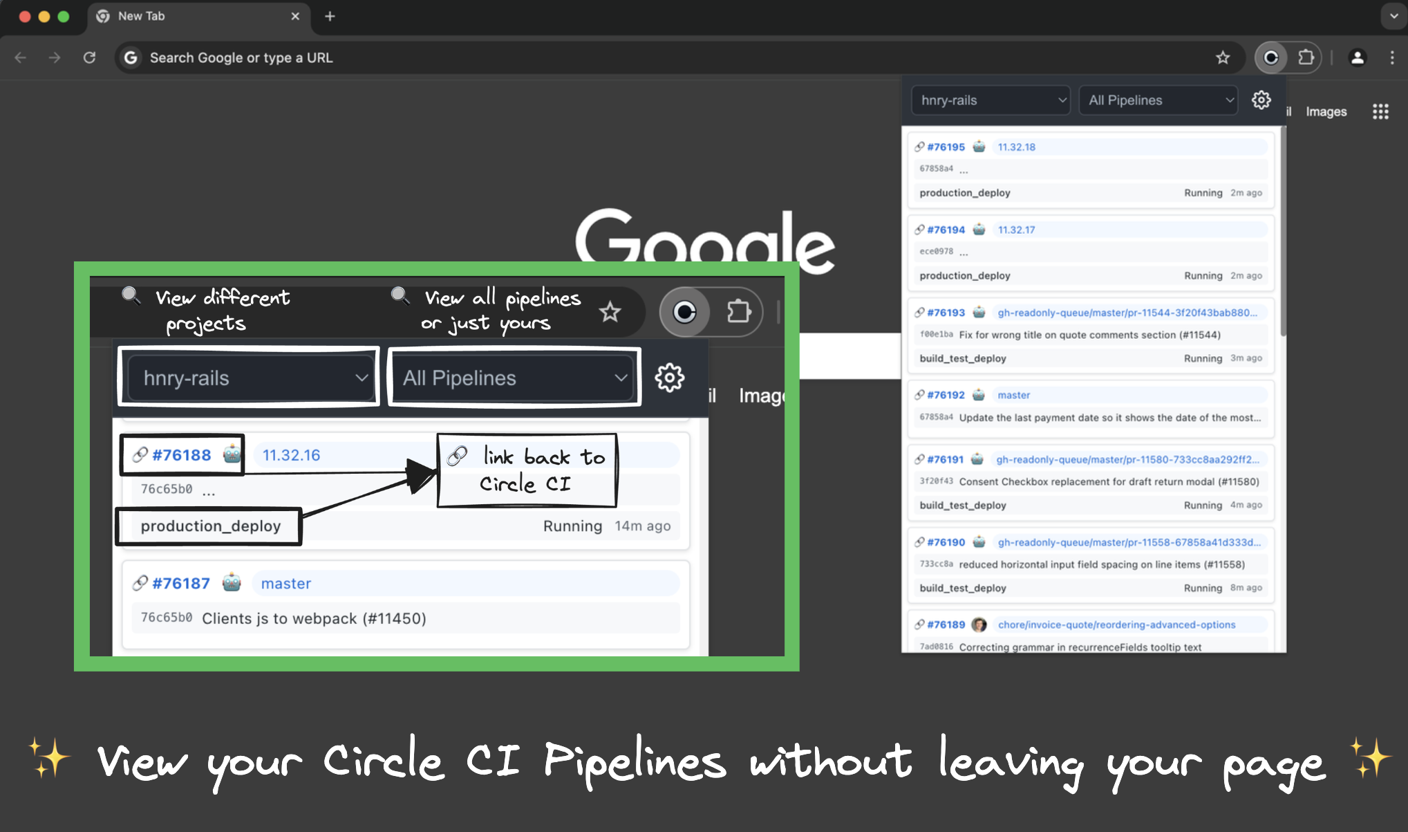 CircleCI Extension Full View