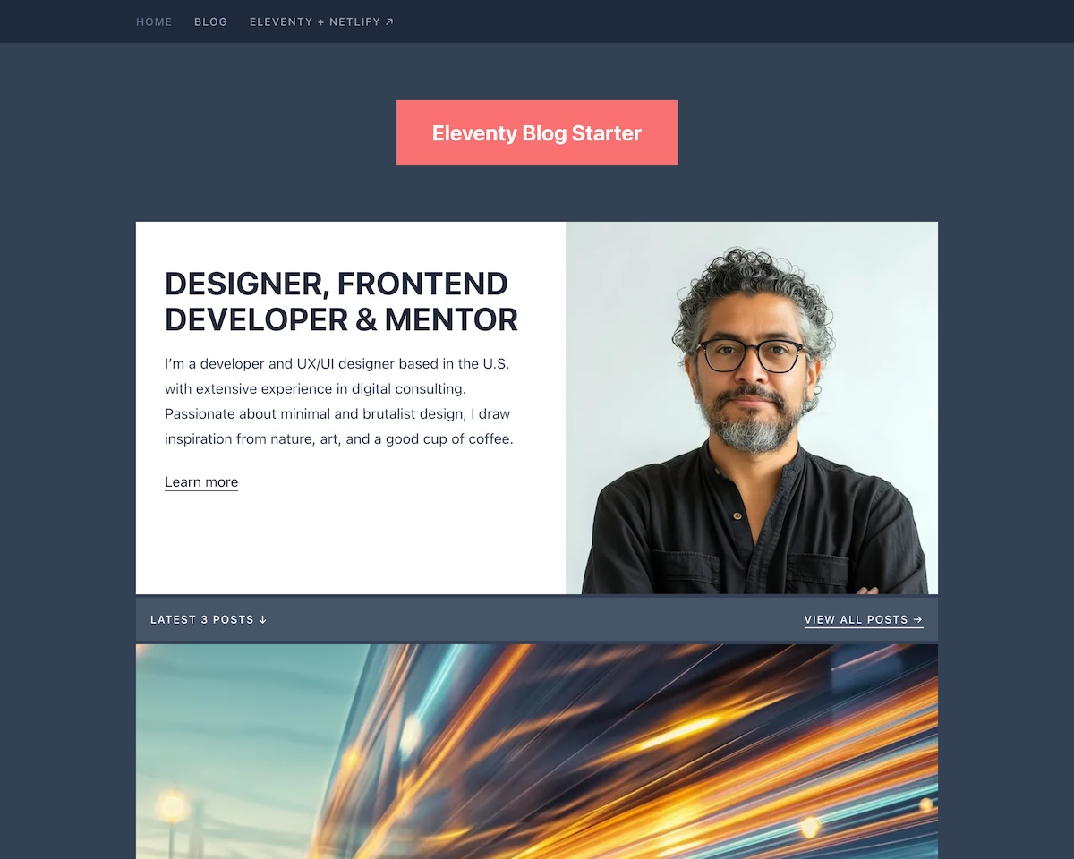Eleventy Blog Starter preview.