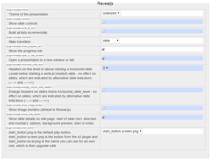 Reveal.js configuration