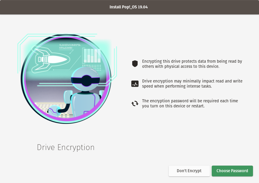 Encryption, in-progress screen