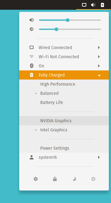 Power Profiles/Graphics toggle