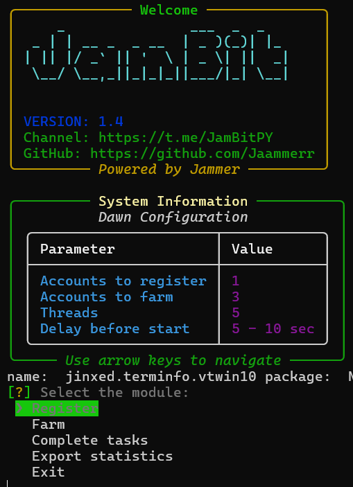 Dawn Extension Bot Console