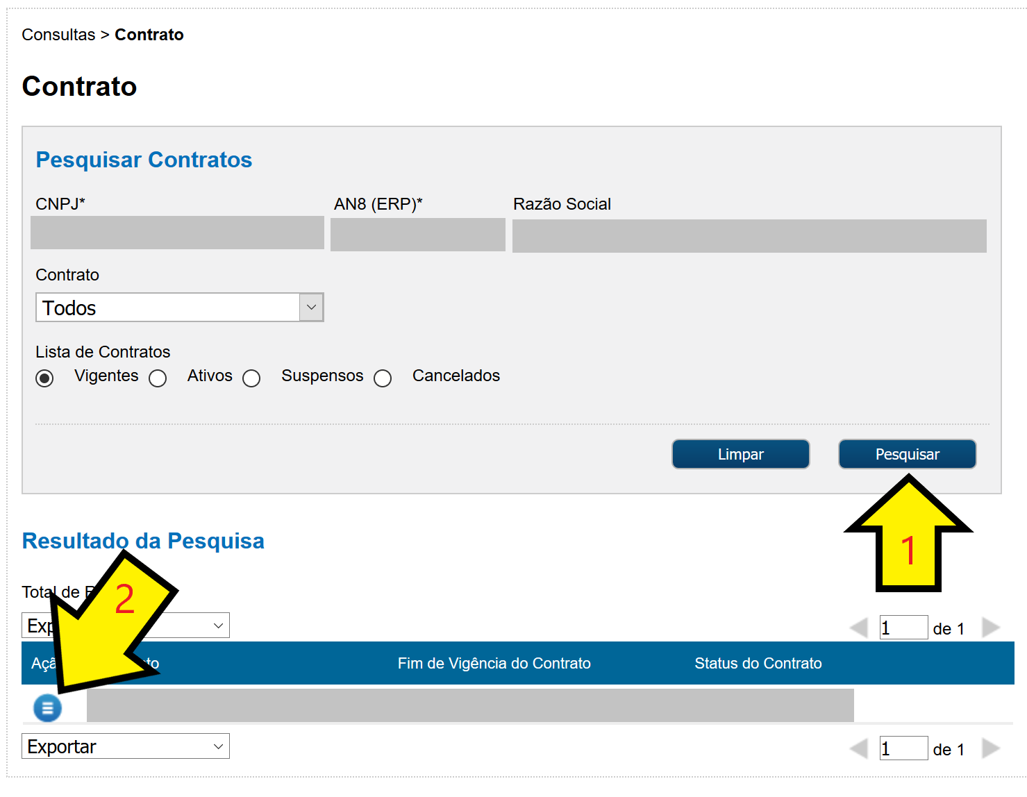 Company contracts search