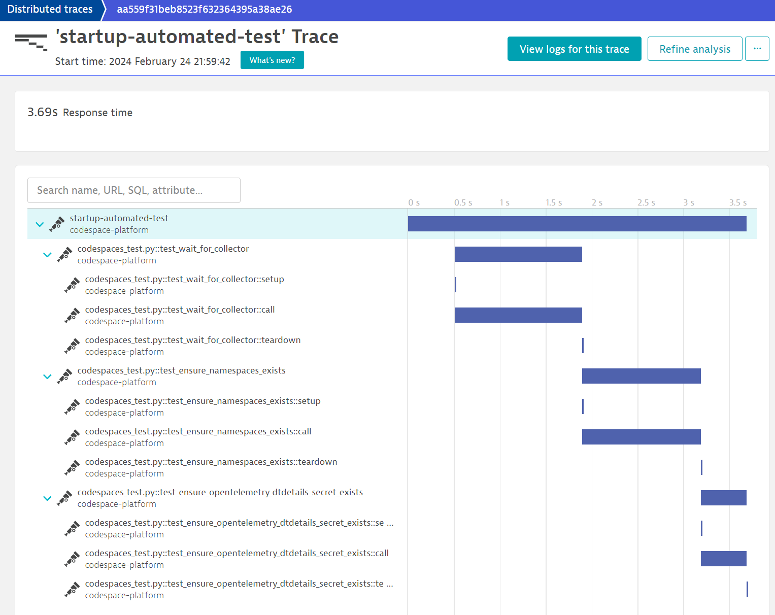 startup trace